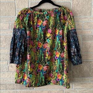 Dosa 100% cotton Mixed Media Floral Print Blouse Top size 1 XS/S